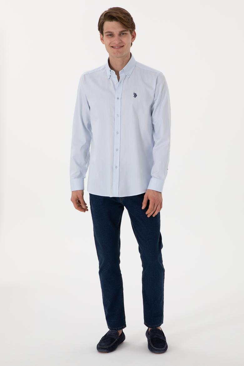 Erkek Açık Mavi Uzun Kollu Basic Gömlek - 50298001017