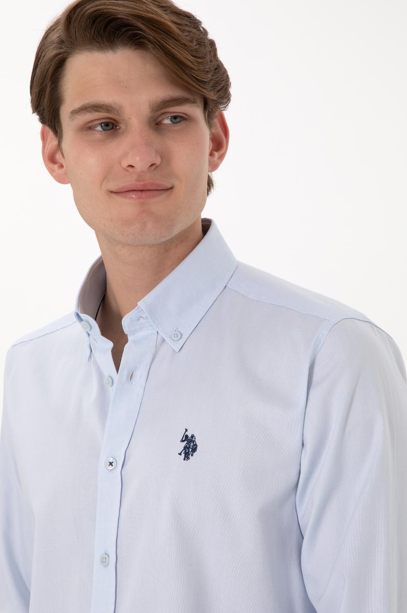 Erkek Açık Mavi Uzun Kollu Basic Gömlek