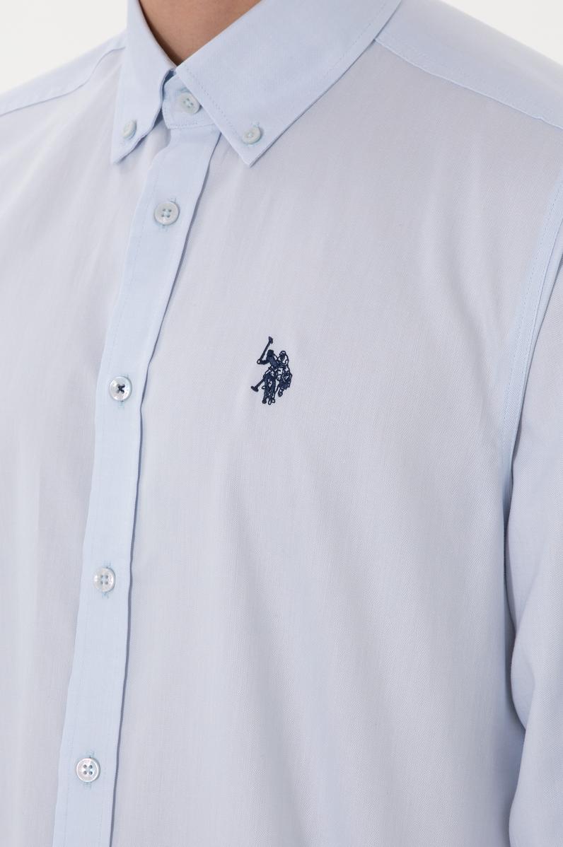 Erkek Açık Mavi Uzun Kollu Basic Gömlek