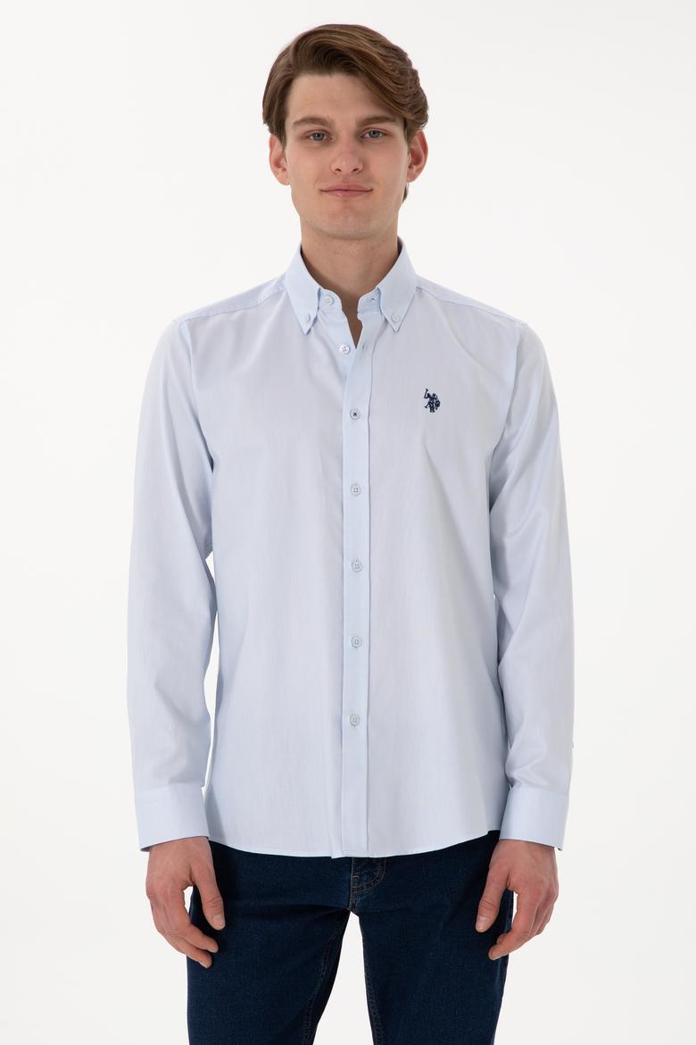 Erkek Açık Mavi Uzun Kollu Basic Gömlek