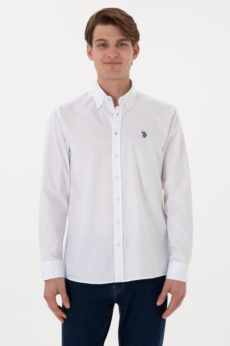 Erkek Beyaz Uzun Kollu Basic Gömlek