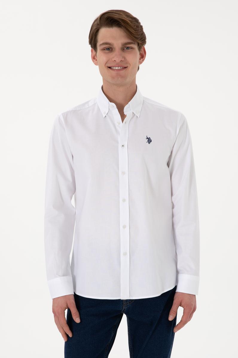 Erkek Beyaz Uzun Kollu Basic Gömlek