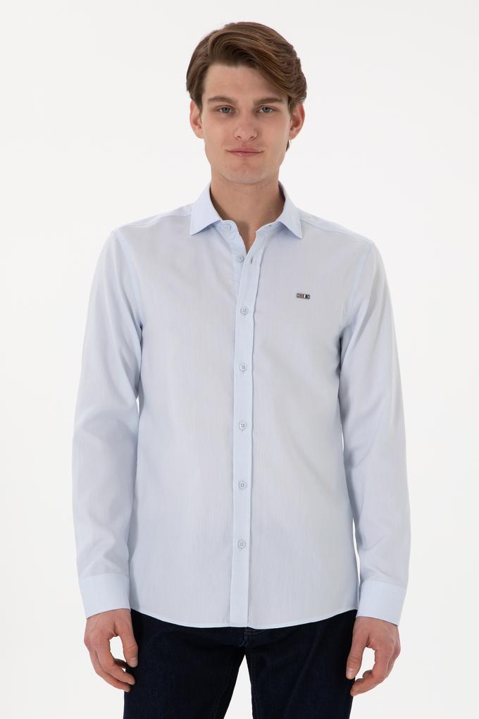 Erkek Açık Mavi Uzun Kollu Basic Gömlek