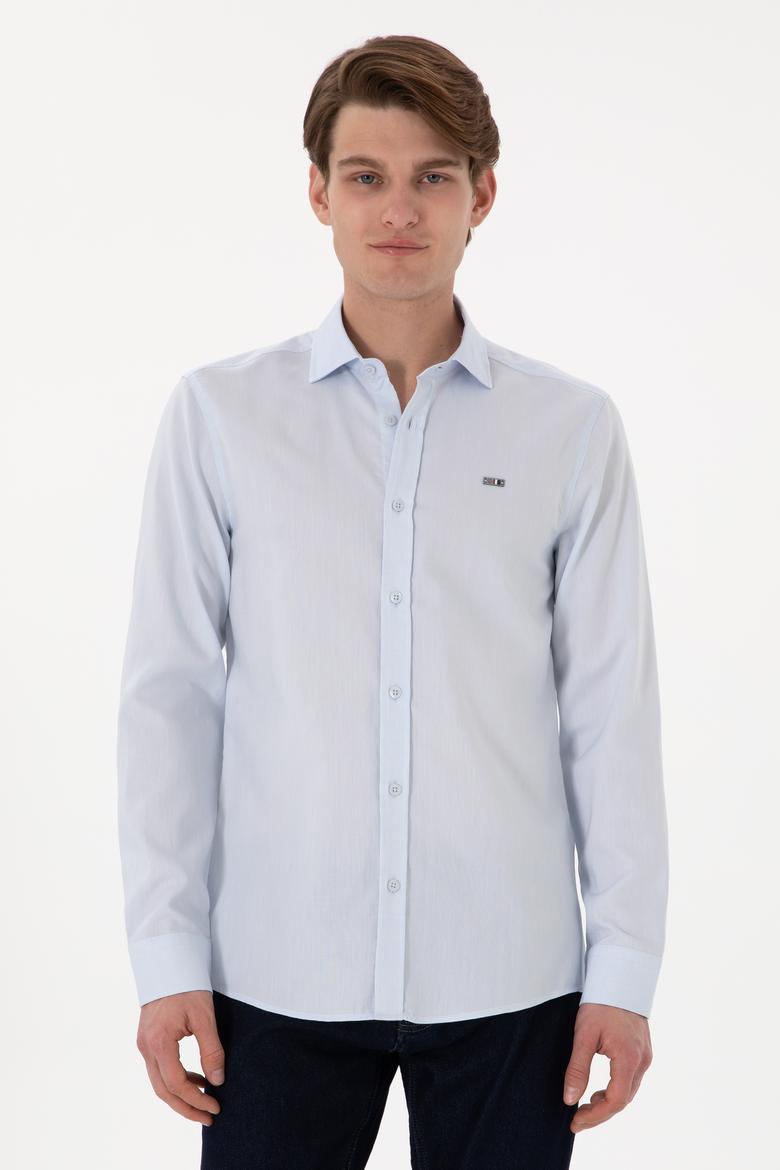 Erkek Açık Mavi Uzun Kollu Basic Gömlek