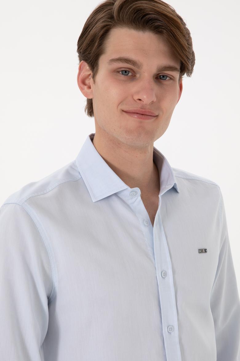 Erkek Açık Mavi Uzun Kollu Basic Gömlek - 50298004015