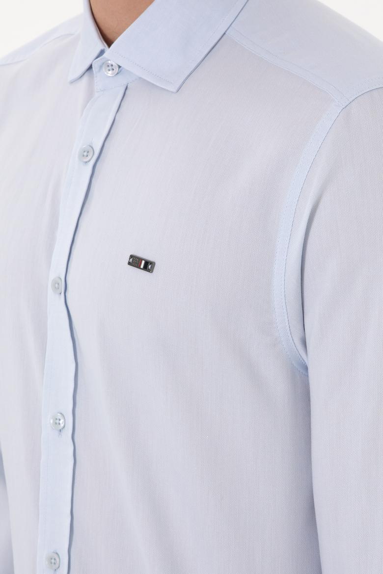 Erkek Açık Mavi Uzun Kollu Basic Gömlek - 50298004015