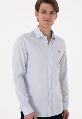 Erkek Açık Mavi Uzun Kollu Basic Gömlek - 50298004015