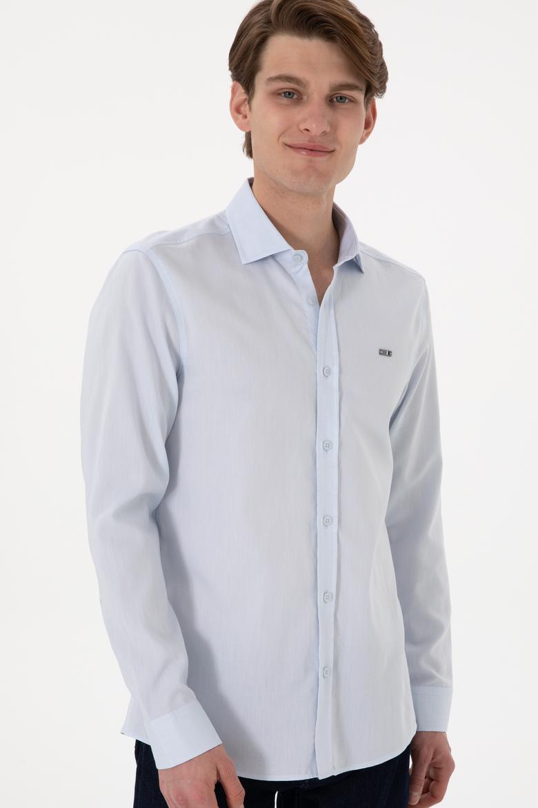 Erkek Açık Mavi Uzun Kollu Basic Gömlek - 50298004015