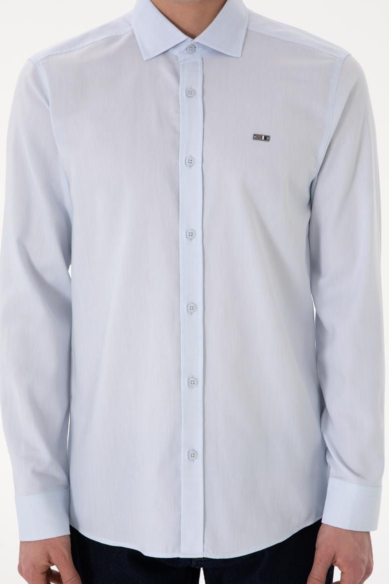 Erkek Açık Mavi Uzun Kollu Basic Gömlek - 50298004015