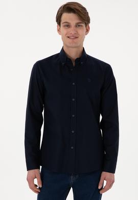 Erkek Lacivert Uzun Kollu Basic Gömlek - 50298001024