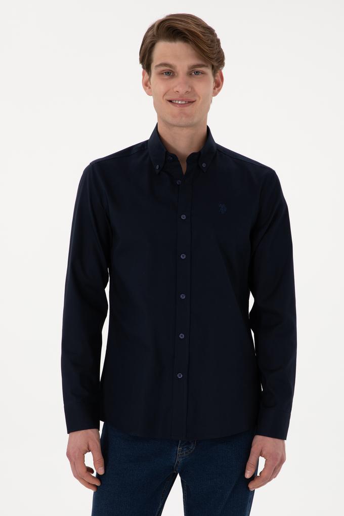 Erkek Lacivert Uzun Kollu Basic Gömlek