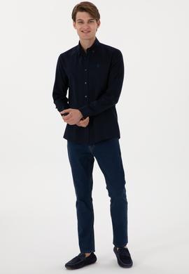 Erkek Lacivert Uzun Kollu Basic Gömlek - 50298001024