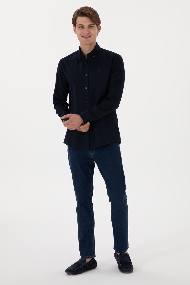 Erkek Lacivert Uzun Kollu Basic Gömlek - 50298001024