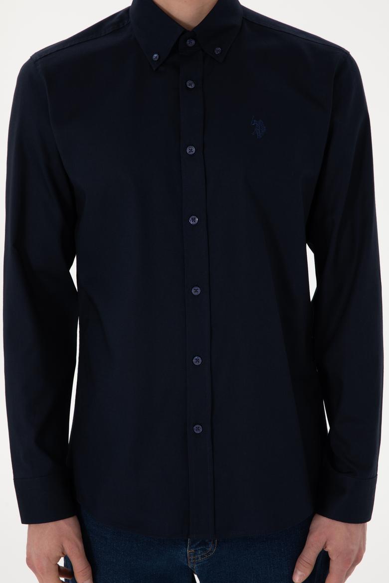 Erkek Lacivert Uzun Kollu Basic Gömlek - 50298001024