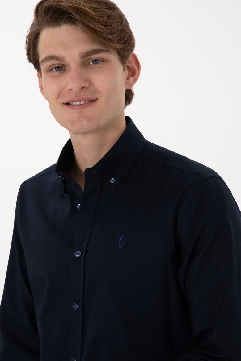 Erkek Lacivert Uzun Kollu Basic Gömlek - 50298001024