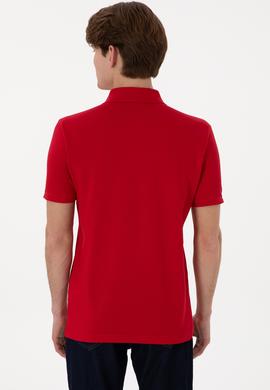 Erkek Slim Fit Polo Yaka Kırmızı Basic Tişört - 50297984114