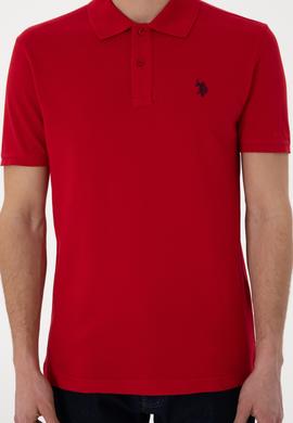 Erkek Slim Fit Polo Yaka Kırmızı Basic Tişört - 50297984114