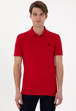 Erkek Slim Fit Polo Yaka Kırmızı Basic Tişört - 50297984114