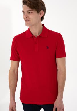 Erkek Slim Fit Polo Yaka Kırmızı Basic Tişört - 50297984114