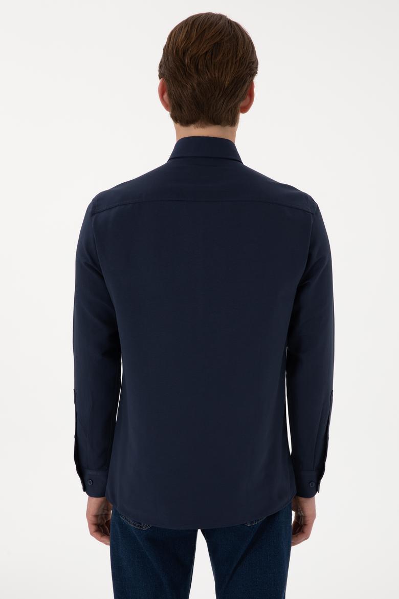 Erkek Lacivert Uzun Kollu Basic Gömlek - 50298009062