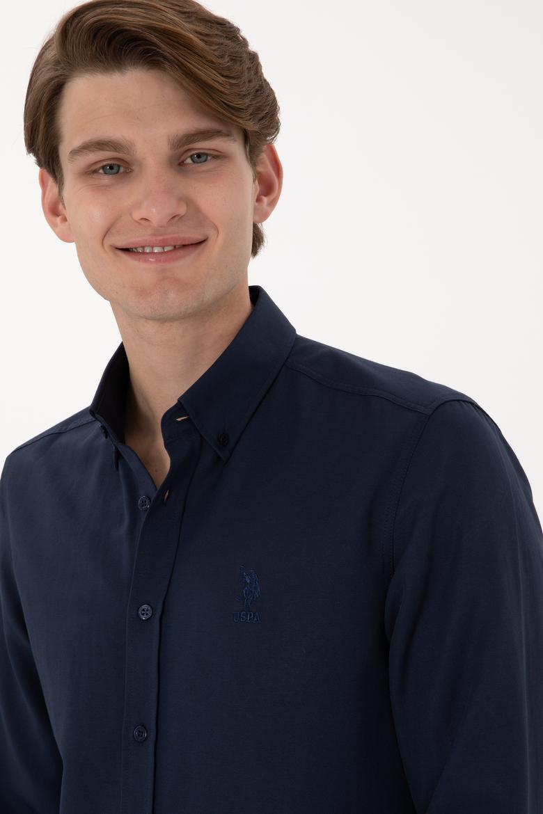 Erkek Lacivert Uzun Kollu Basic Gömlek - 50298009062