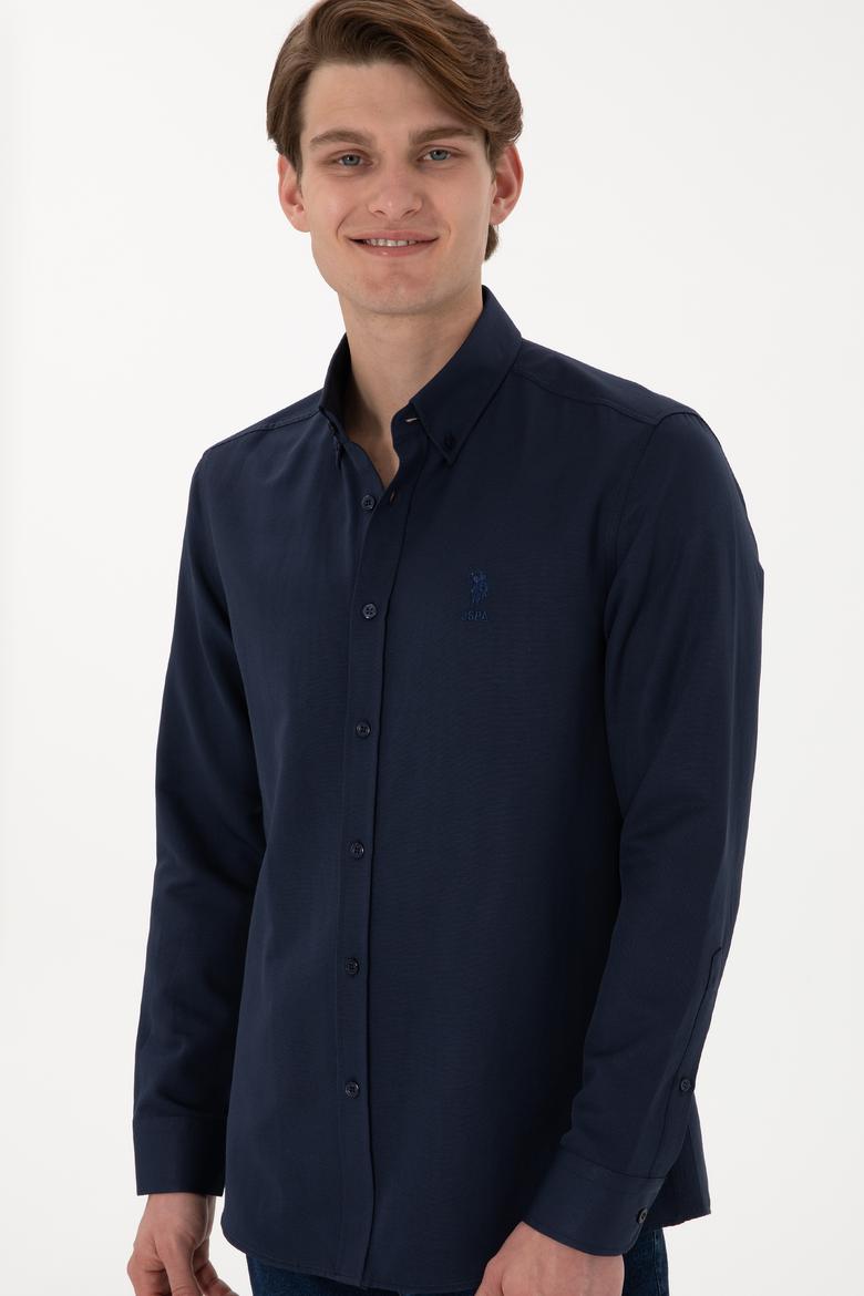 Erkek Lacivert Uzun Kollu Basic Gömlek - 50298009062