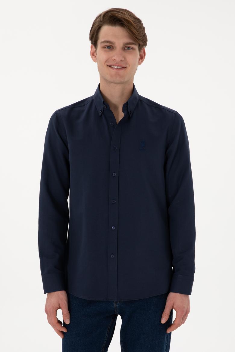 Erkek Lacivert Uzun Kollu Basic Gömlek