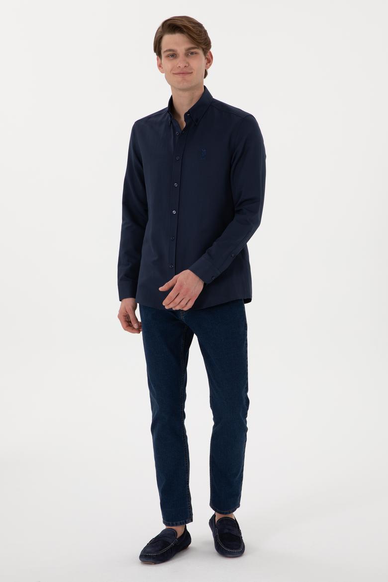 Erkek Lacivert Uzun Kollu Basic Gömlek - 50298009062