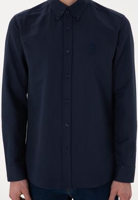 Erkek Lacivert Uzun Kollu Basic Gömlek - 50298009062
