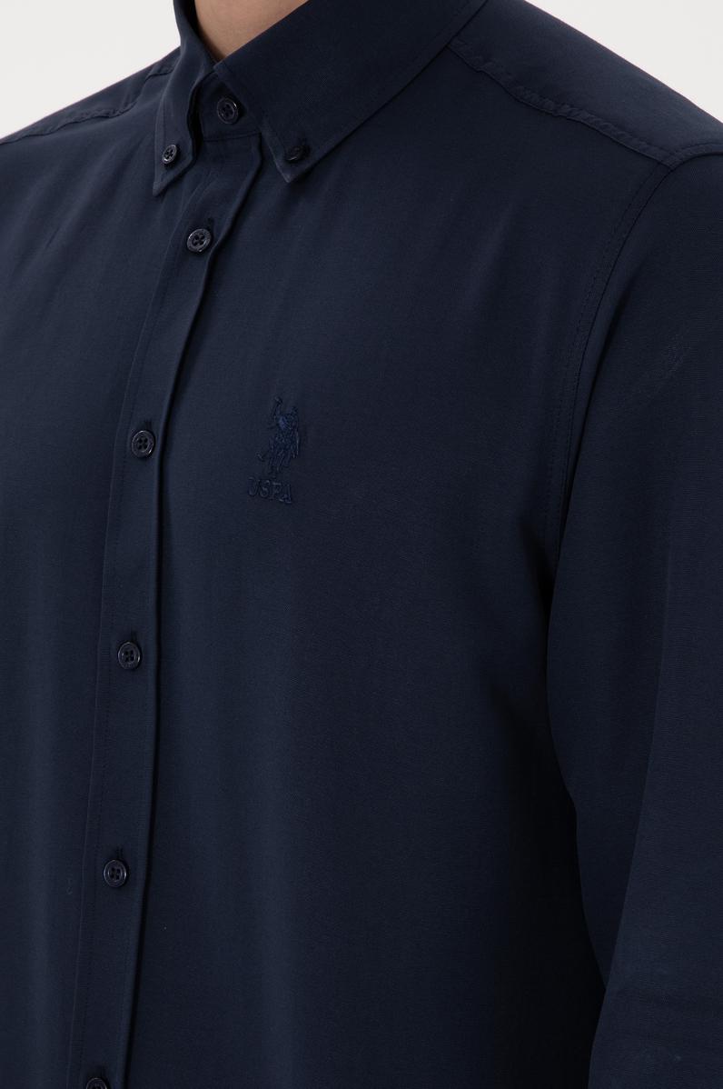 Erkek Lacivert Uzun Kollu Basic Gömlek