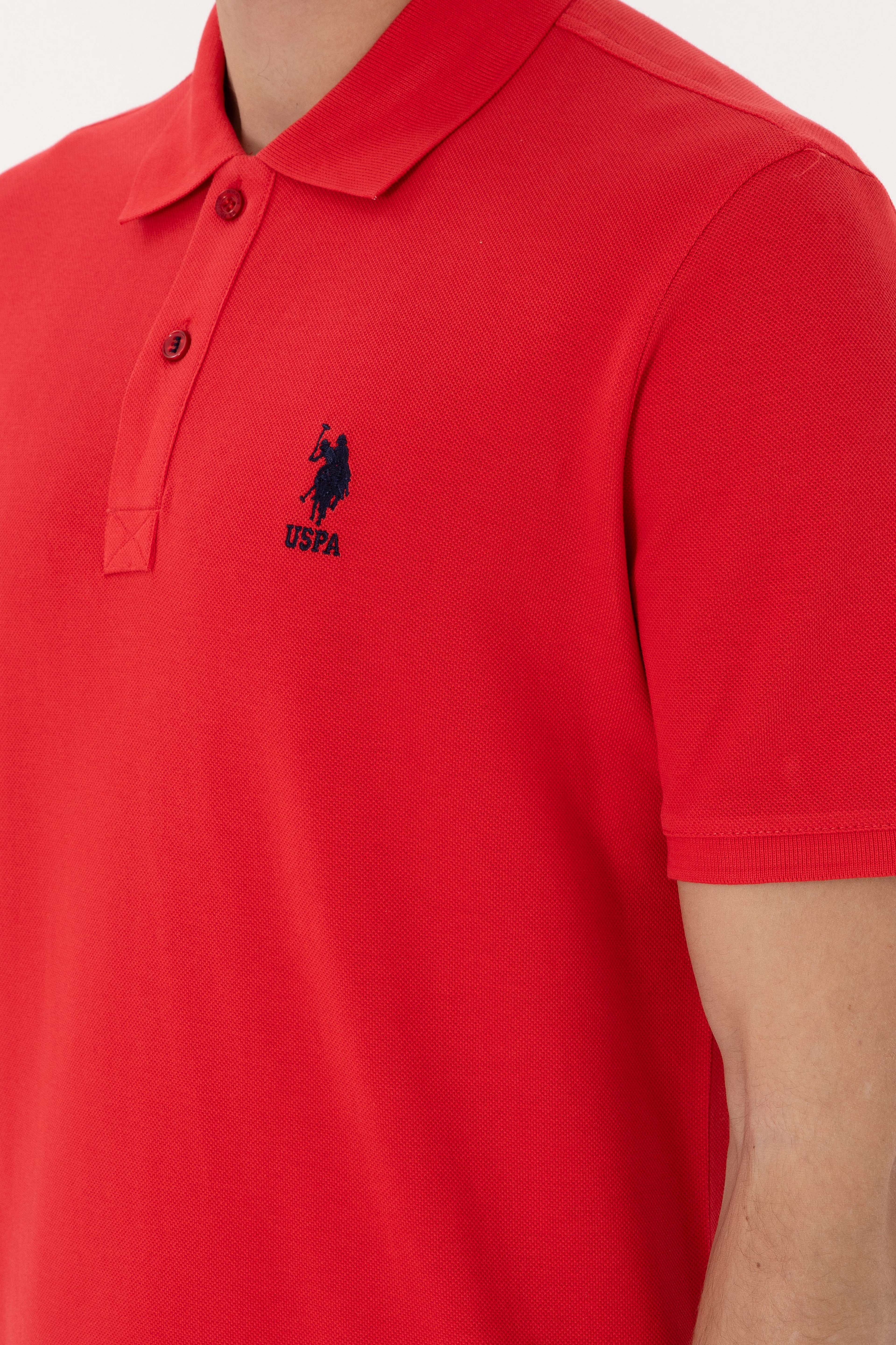 Erkek Regular Fit Polo Yaka Kırmızı Basic Tişört - Image 7