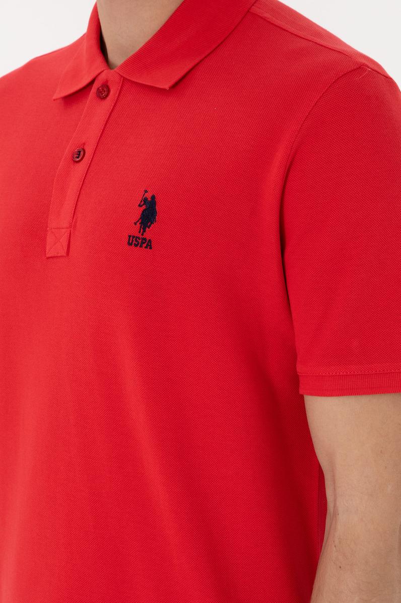 Erkek Regular Fit Polo Yaka Kırmızı Basic Tişört