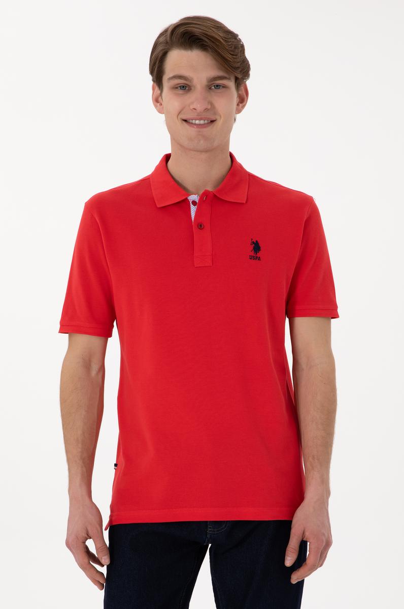 Erkek Regular Fit Polo Yaka Kırmızı Basic Tişört