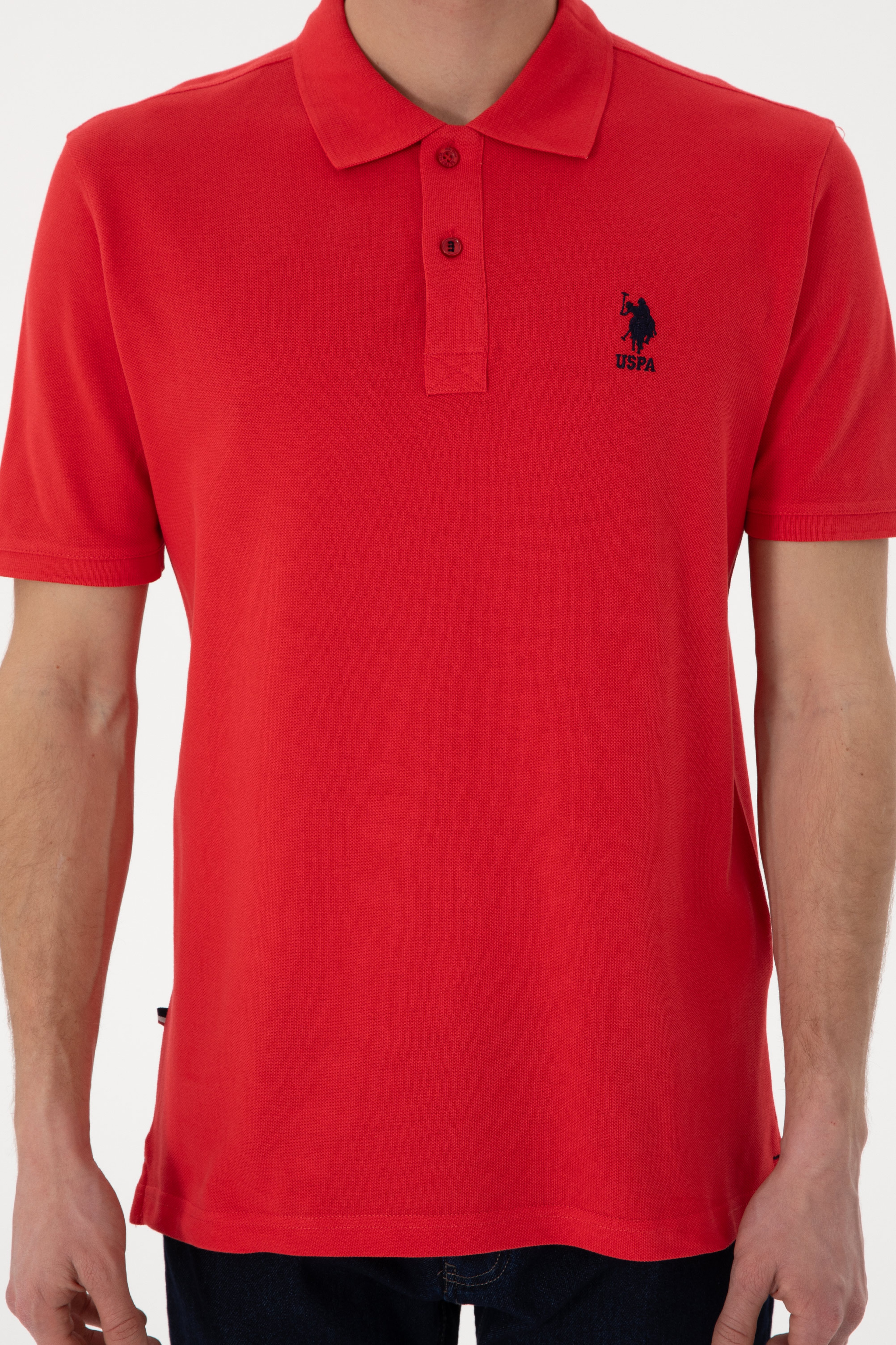 Erkek Regular Fit Polo Yaka Kırmızı Basic Tişört - Image 6