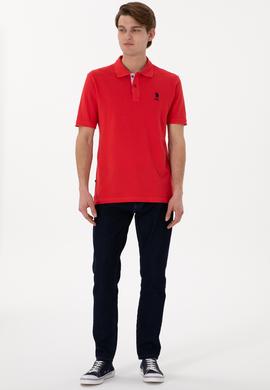 Erkek Regular Fit Polo Yaka Kırmızı Basic Tişört - 50298031124