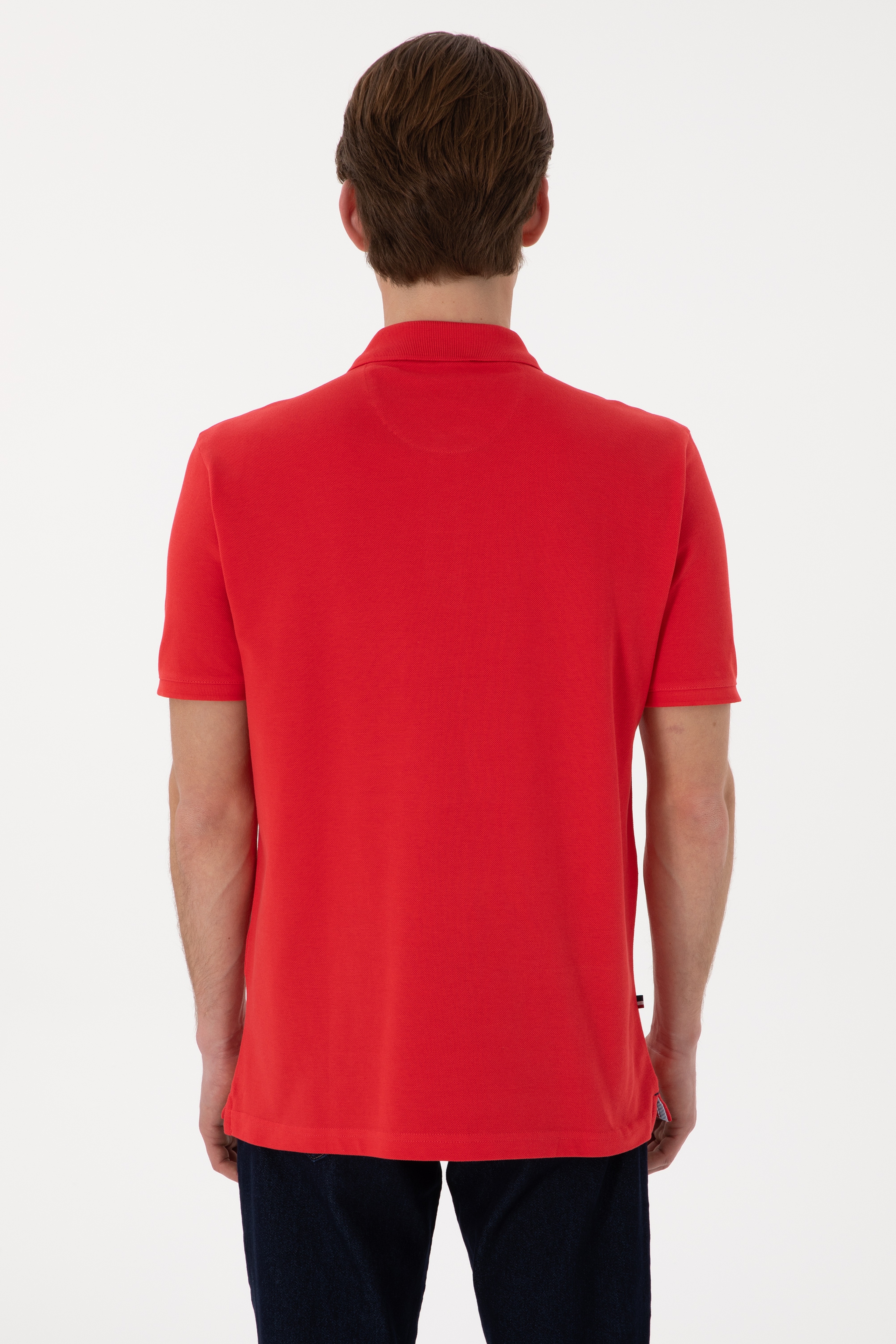 Erkek Regular Fit Polo Yaka Kırmızı Basic Tişört