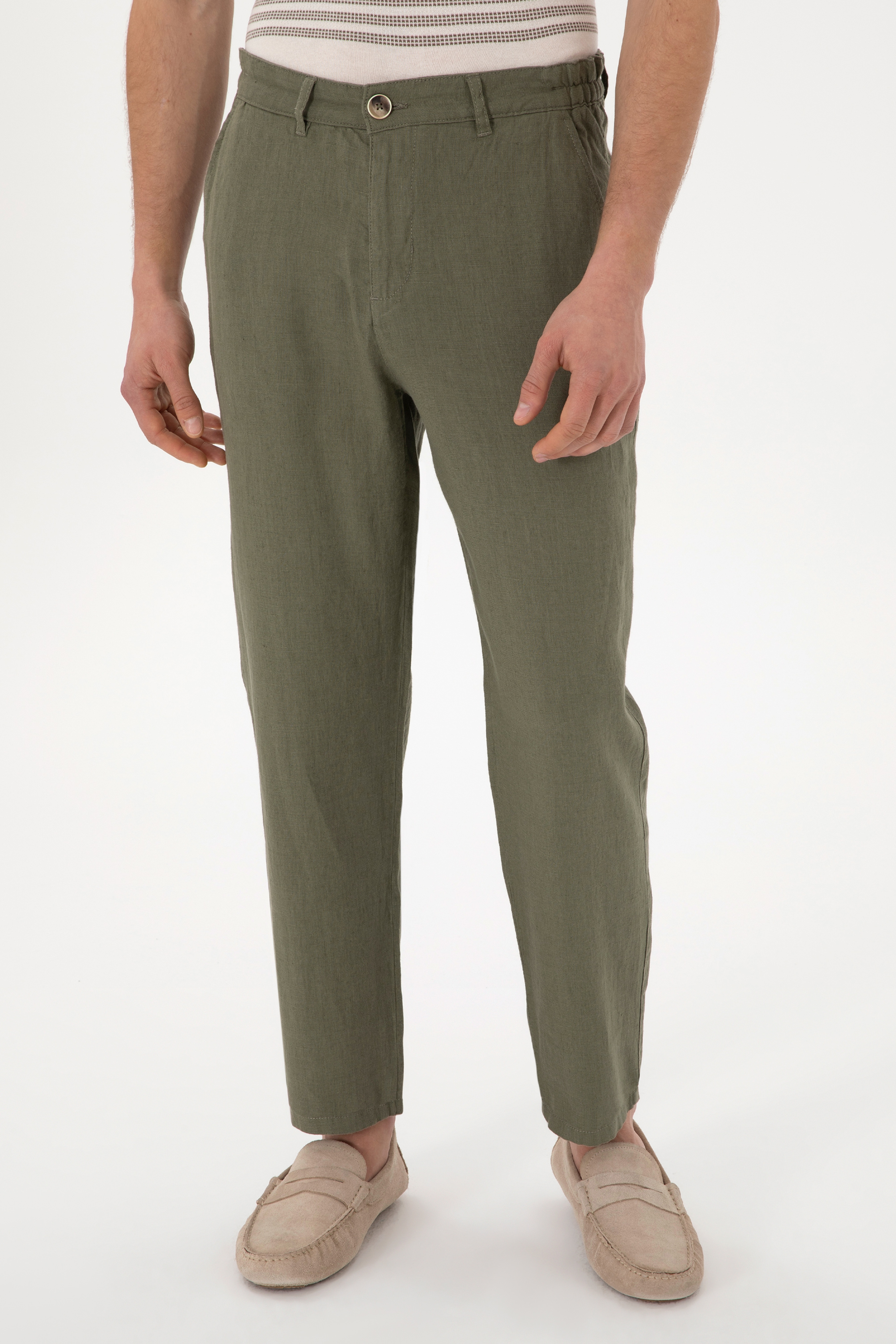 Erkek Carrot Fit Koyu Haki Kanvas Pantolon - Image 2