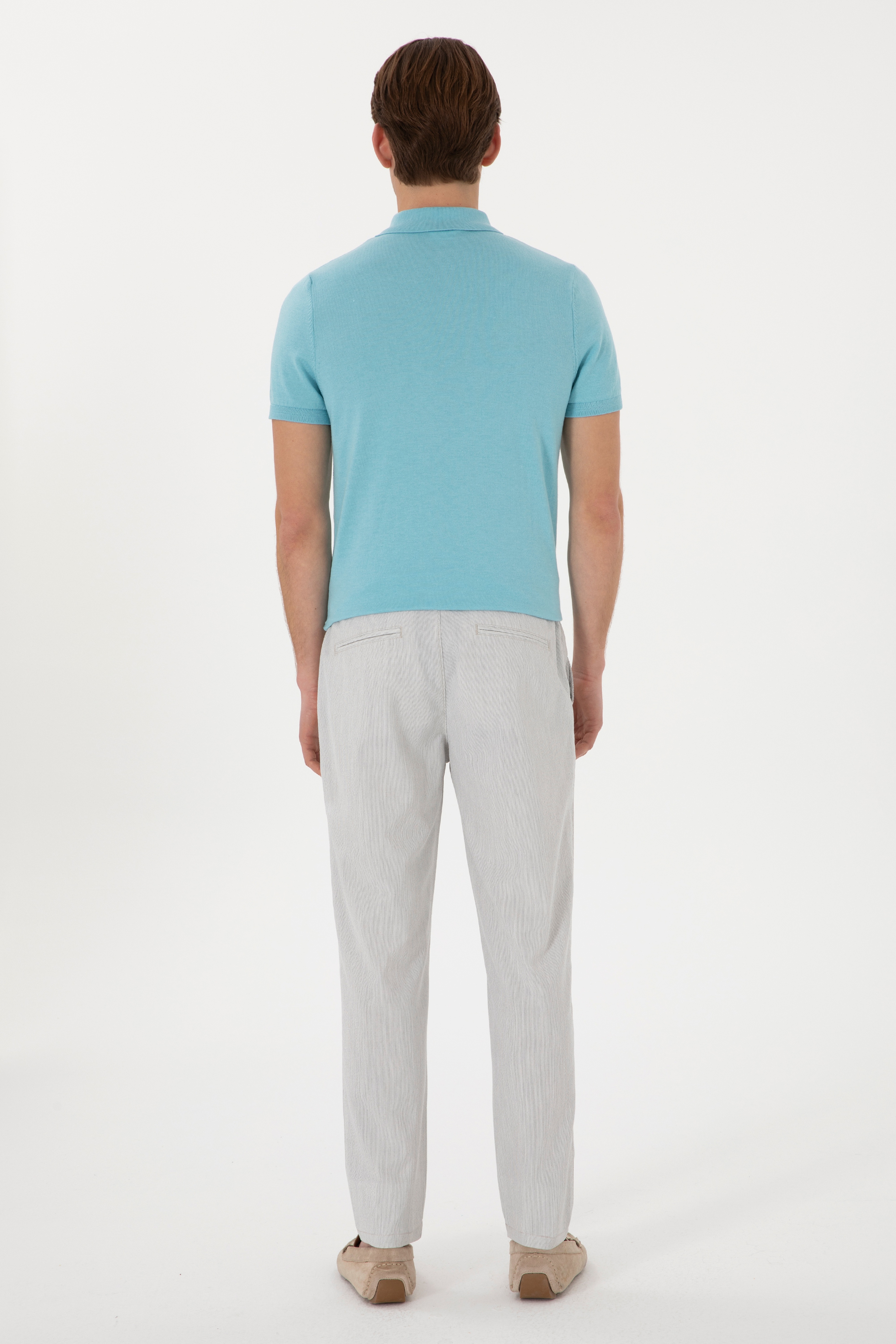 Erkek Slim Fit Açık Gri Kanvas Pantolon - Image 4