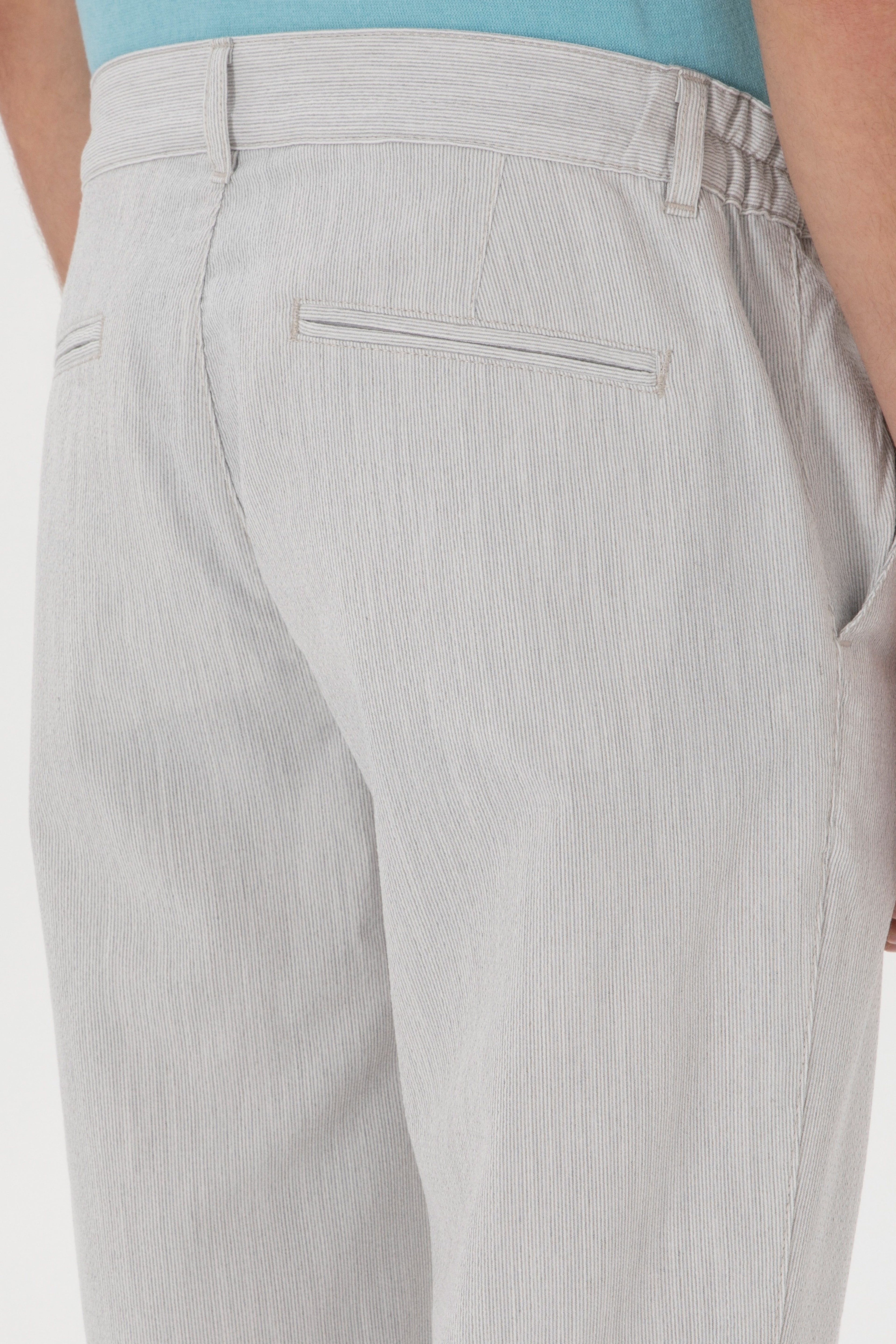 Erkek Slim Fit Açık Gri Kanvas Pantolon - Image 6