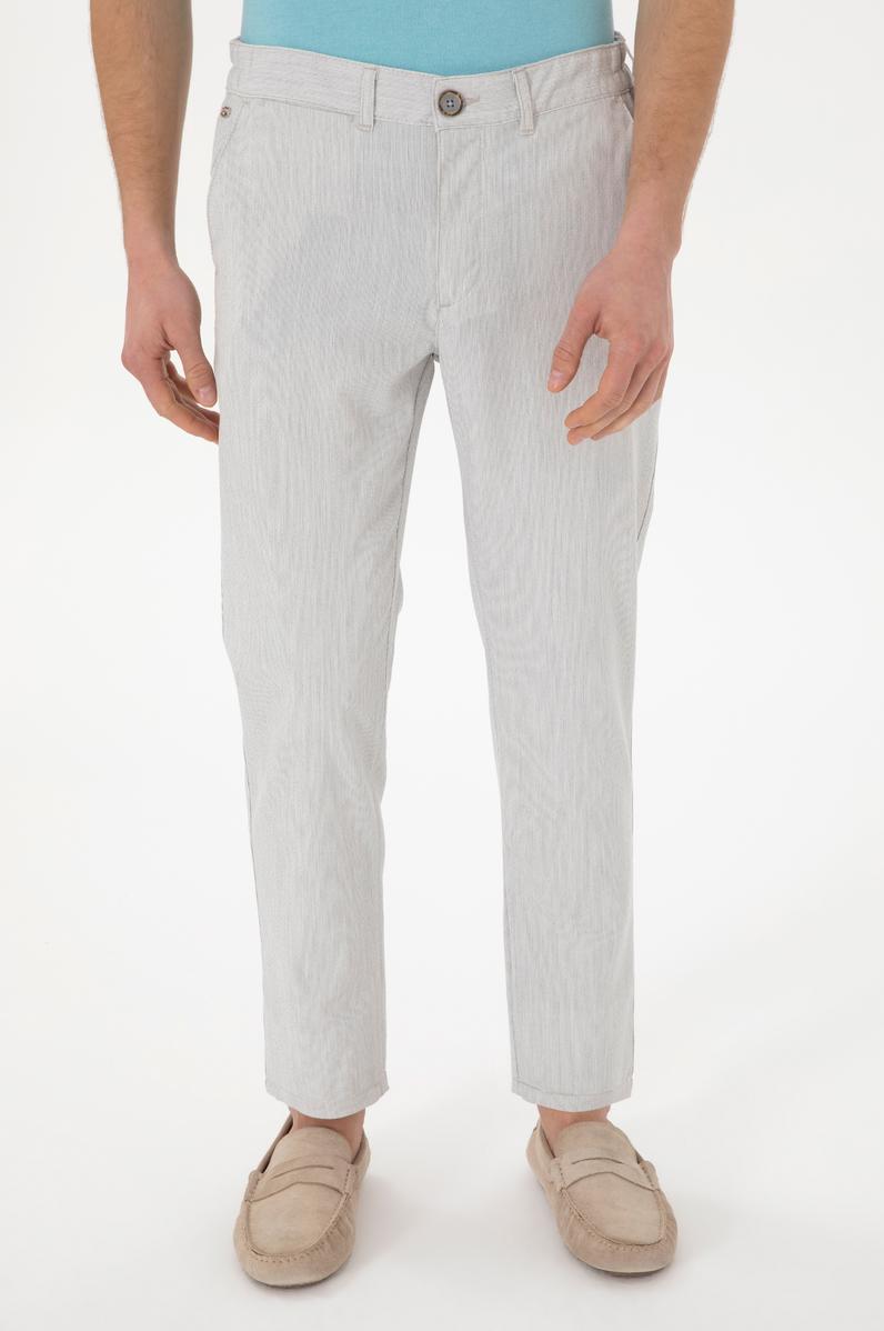 Erkek Açık Gri Kanvas Pantolon