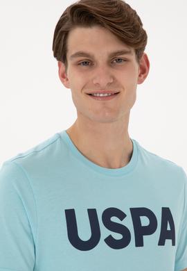 Erkek Regular Fit Bisiklet Yaka Açık Mavi Basic Tişört - 50297988096