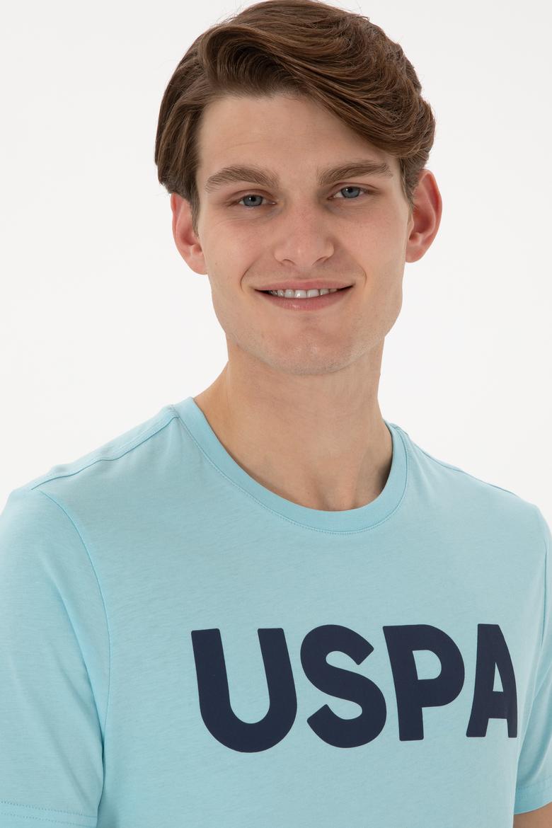 Erkek Regular Fit Bisiklet Yaka Açık Mavi Basic Tişört - 50297988096