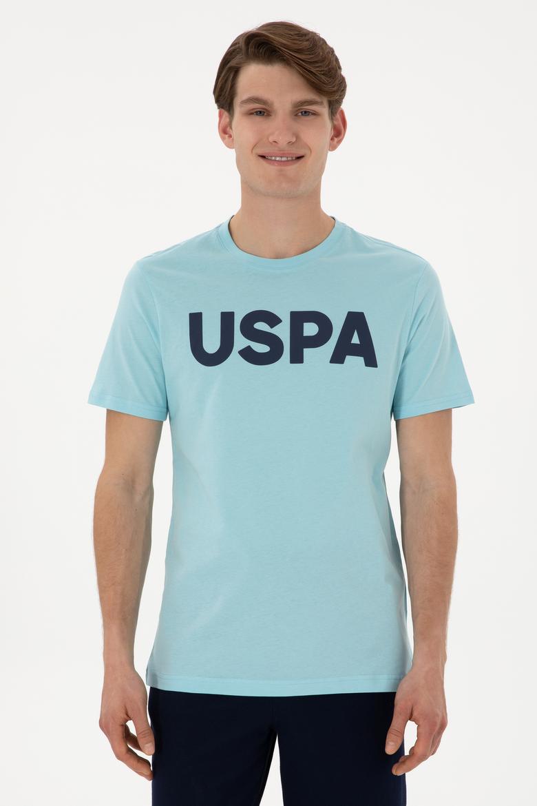 Erkek Regular Fit Bisiklet Yaka Açık Mavi Basic Tişört