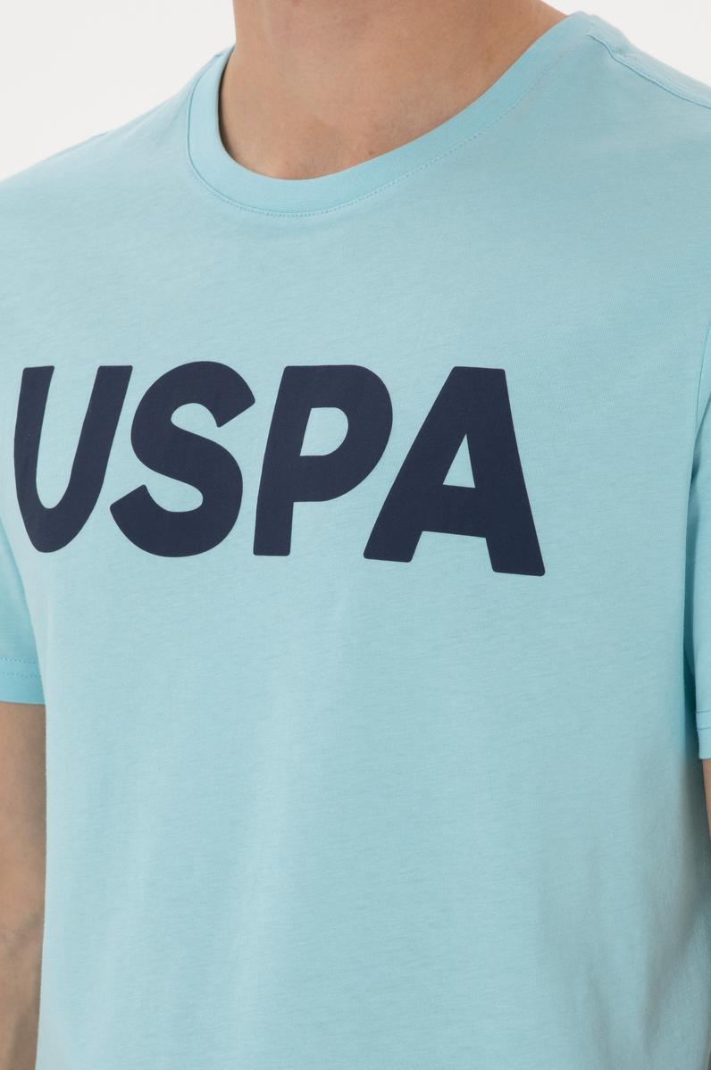 Erkek Regular Fit Bisiklet Yaka Açık Mavi Basic Tişört