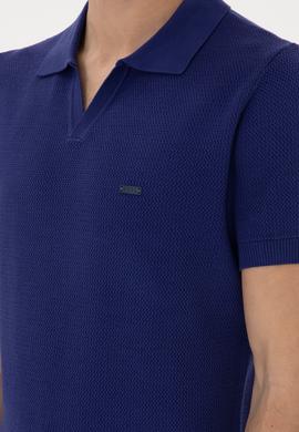 Erkek Slim Fit Polo Yaka Açık Lacivert Tişört - 50299409001