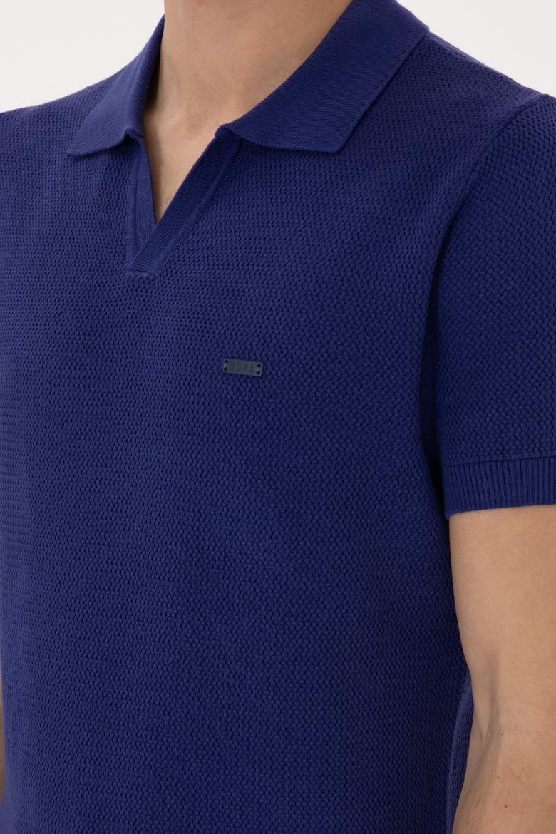 Erkek Slim Fit Polo Yaka Açık Lacivert Tişört - 50299409001