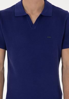 Erkek Slim Fit Polo Yaka Açık Lacivert Tişört - 50299409001