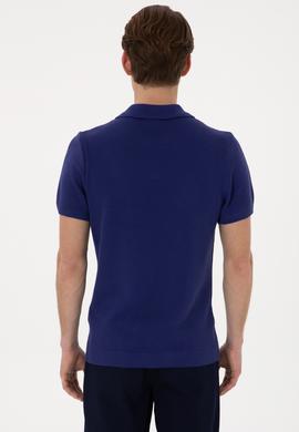 Erkek Slim Fit Polo Yaka Açık Lacivert Tişört - 50299409001