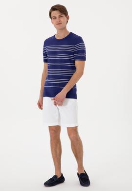 Erkek Slim Fit Bisiklet Yaka Açık Lacivert Tişört - 50299396010