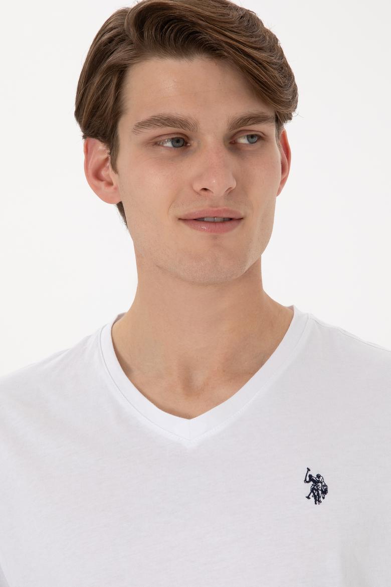 Erkek Regular Fit V Yaka Siyah Basic Tişört - 50298043027